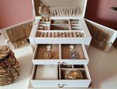 Sieradenkoffer van Comfi Living - met Travelbox - Gratis zilver en goud Poetsdoek - Sieradenkist - Juwelendoos - Bijouterie box - Wit