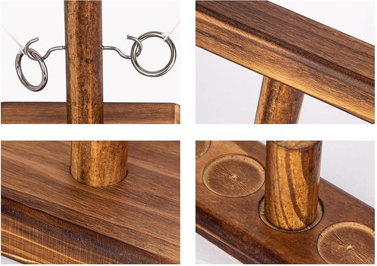 Jeu De Lancer D’anneaux En Bois – Anneau Toss Pour Adultes Et Enfants, Jeu De Société Interactif, Facile à Monter, Pour Fêtes Et Camping