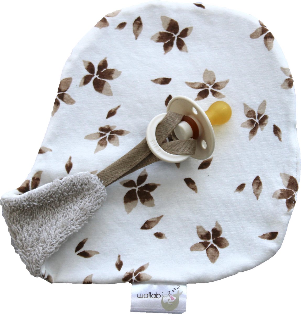 Goedkoopste Wallabiezzz Speendoekje - Speenknuffel - Baby - Kraam cadeau - Bruin / Wit