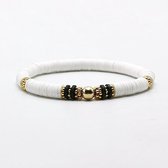 Sorprese – armband dames – kralen – 1 snoer – wit-goud – bohemian – boho – ibiza – 18 cm – Model X - Moederdag - Cadeau