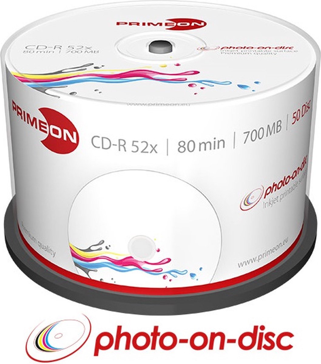 Primeon Cd-r80 700mb 50 Stuks Spindel 52x Printable