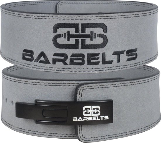 Powerlift Riem - Beschermt De Rug Tijdens Deadlift & Squat - Barbelts lever belt 10mm - grijs - M