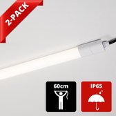 Proventa Waterdichte LED TL armatuur 60 cm - Met snelkoppeling - IP65 - Duopack