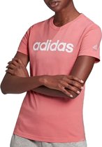 adidas Essentials Slim  Sportshirt - Maat M  - Vrouwen - Roze/Wit