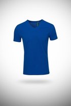 Heren polo T-shirt - pique - kobalt blauw - V hals - mannen