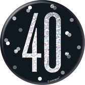 Button 40 Jaar Zwart 7cm