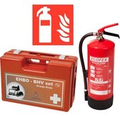 6 liter schuimblusser 21A/183B en EHBO BHV verbandkoffer Oranje Kruis met pictogram