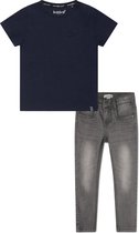 Koko Noko BIO Basics Set(2delig) Jeans NOX GREY en Shirt Navy - Maat 74/80