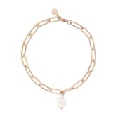 Mint15 Armband schakel & zoetwaterparel - Roségoud RVS/Stainless Steel