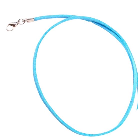 Armband-aqua Blauw-Wikkel-16-19 cm-Eenvoudig-Basic-Suede-Charme Bijoux