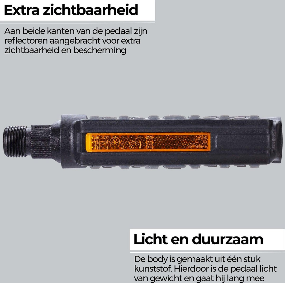 BBB Cycling SteadyRider Fietspedalen - Rubber Antislip - Stadsfiets & E-bike - met Reflector - Zwart - Trappers Fiets - Flat Pedals - BPD-44 – foto 4