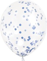 Ballonnen Confetti Blauw 30cm 6st