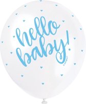 Geboorte Ballonnen Hello Baby Blauw 30cm 5st