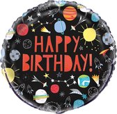 UNIQUE - Zwarte space aluminium Happy Birthday ballon