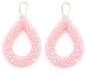 Dielay - Oorbellen met Glaskralen - Facet Geslepen - Oorhangers - 4,5x3,5 cm - Roze