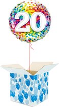 Helium Ballon Verjaardag gevuld met helium - 20 Jaar - Confetti dots - Cadeauverpakking - Happy Birthday - Folieballon - Helium ballonnen verjaardag