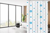 Su.B.dgn Designer douchegordijn 180x200 polyester badkamer douchegordijn wasbaar met 12 ringen | Wit en Blauw