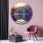 KEK Original - Natuur Bos met brug - wanddecoratie - 70 cm diameter - muurdecoratie - Plexiglas 5mm - Acrylglas - Schilderij- Muurcircel