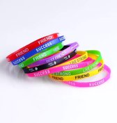 Vriendschap Siliconen bandjes 12 stuks- Kleurrijke  Polsband- Pols armband vriendschap Cadeau - Gedrukte letters Volwassenen| Jongeren| Sporters| Vrienden