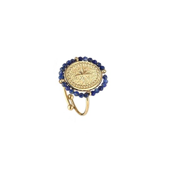 Jomide Ring Morning Star Gold Blue - Verstelbaar