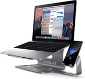 Webbie - Laptop standaard - Geschikt voor Apple Macbook Air, pro, Ipad, Chromebook, HP laptop - Ergonomische Laptopstandaard - Laptoptafel Universeel - Anti Slip - Met Telefoonhouder - Grijs - Maximale schermformaat: 17 - Minimale schermafmeting: 10