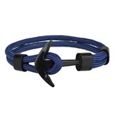 Anker Armband - Blauw met Zwart Anker - Armbanden Heren Mannen - Cadeau voor Man