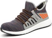 Werkschoenen Dames / Heren - Veiligheidsschoenen Dames - Veiligheidsschoenen Heren - Veiligheidsschoenen Sneakers - Unisex - Sportief - Lichtgewicht- S1P - Maat 43 - Grijs/Oranje