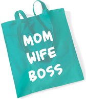Katoenen draagtas-mom wife boss-mint groen