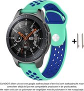 Groen Blauw Zeegroen Zeeblauw Siliconen Bandje voor bepaalde 22mm smartwatches van verschillende bekende merken (zie lijst met compatibele modellen in producttekst) - Maat: zie foto – 22 mm blue green rubber smartwatch strap