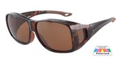 Dielay - Overzetzonnebril - Fit Over - UV400 Bescherming Cat. 3 - Gepolariseerde Glazen 64 mm - Tortoise