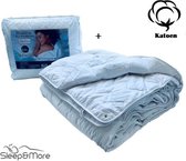 100% Katoen 4-Seizoenen dekbed + 2x Luxe Box Hoofdkussens - Winter & Zomerdekbed - 200x220cm