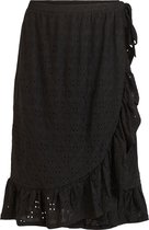 VILA Vikawa Midi Emb Wrap Skirt Black Dames Rok - Maat M