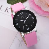 LVPAI Quartz Horloge | Roze & Zwart | PU Lederen Band | By Jendi