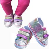Dolldreams |  Glitter gympies geschikt voor pop zoals Baby Born - schoenen met klittenband