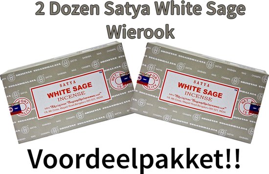 Satya Wierook Stokjes - White Sage - Witte Salie Wierookstokjes - 15 Gram x 24 stuck - 2 DOZEN 24 stuck