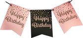Banner Happy Birthday Roze Zwart