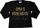 T-Shirt baby-dreumes-oma's vriendje voor altijd-zwart-goud-Maat 74