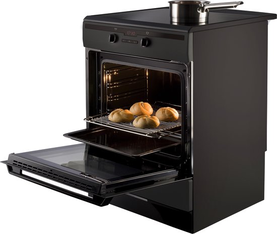 Inventum VFI6042ZWA - Vrijstaand inductie fornuis - Elektrische oven - 4 kookzones - 60 cm - 65 liter - Zwart - Inventum