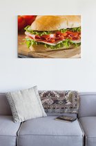 Canvas Schilderijen - Italiaanse Sub Hoagie Sandwich - 60x40 cm | Wanddecoratie | Fotoprint op Canvas | Canvas Schilderij | Woondecoratie voor Woonkamer, Slaapkamer, Kantoor, Gang