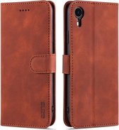 AZNS Skin Feel Calf Texture Horizontal Flip Leather Case met kaartsleuven & houder & portemonnee voor iPhone XR (bruin)