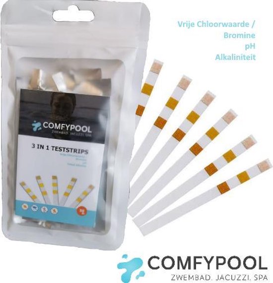 Comfypool 3 in 1 Zwembad test strips Chloor, pH, Alkaliniteit 50 stuks