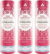 Ben & Anna Natuurlijke Stick Deodorant - Pink Grapefruit - 60 gram - 3 pak