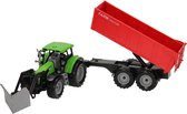 Tractor met voorlader en aanhanger 44 cm - in 2 verschillende kleuren
