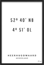 Poster Coördinaten Heerhugowaard A3 - 30 x 42 cm (Exclusief Lijst)