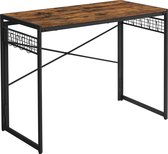 Hoppa! computertafel - 100x50x76,5cm - spaanplaat/staal - bruin/zwart