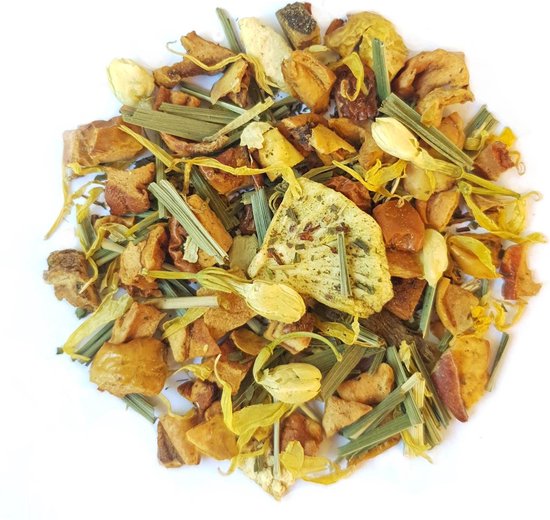 Kruidenthee (cafeïnevrij)|IJsthee|Rooibos (cafeïnevrij) - Ginkgo Lemon Twist - Losse thee 80g