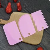 Fondant Schraper roze - Spatel Snijder - Set van 3 stuks 12 cm lang x 8 cm hoog - deeg schraper - Fondant Schraper - Spatel Snijder - Wit - Set van 3 stuks - deeg schraper