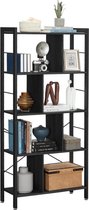 Mazazu - Zwarte boekenkast - Boekenrek - industrieel - Kasten - 74x30x154,5 cm
