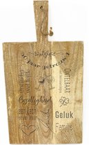 Rechthoekige stoere landelijke snijplank-hapjesplank met tekst gravure 50 jaar GETROUWD. Cadeau-50 jarige bruiloft-trouwdag. Het formaat is 25x45cm incl. handvat en 25x33cm excl. handvat