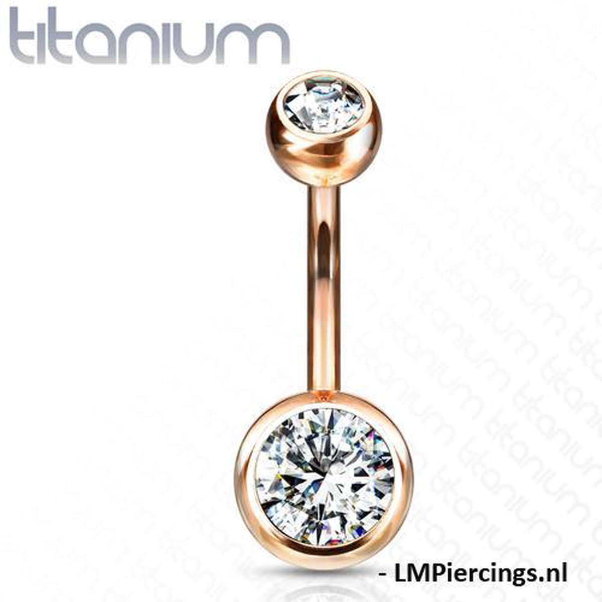 Piercing titanium steen 1.6x10x8 - rose goud - LMPiercings